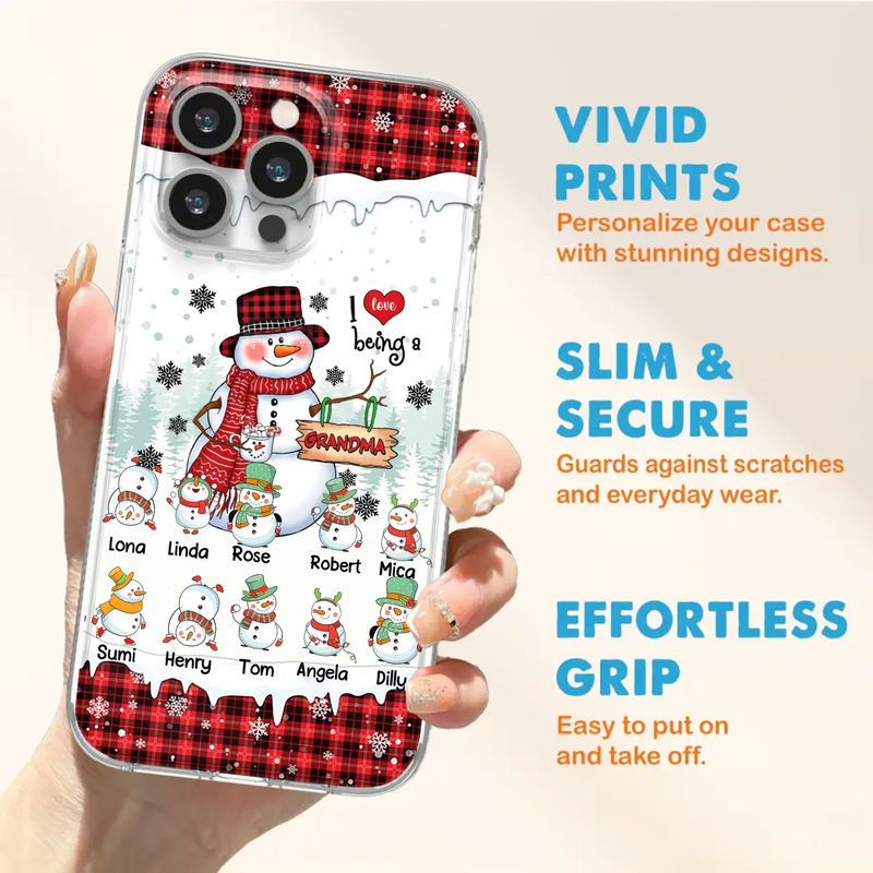 Personalized Snowman Christmas Grandma Phone Case - Christmas Gift Idea For Grandma - Up to 10 Kids - Case For iPhone/Samsung