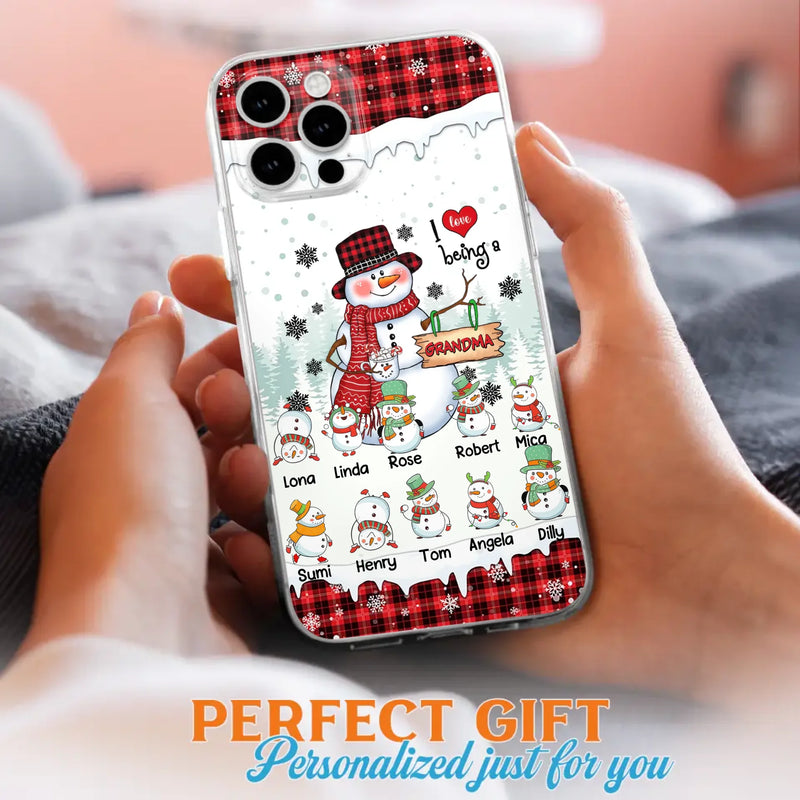 Personalized Snowman Christmas Grandma Phone Case - Christmas Gift Idea For Grandma - Up to 10 Kids - Case For iPhone/Samsung