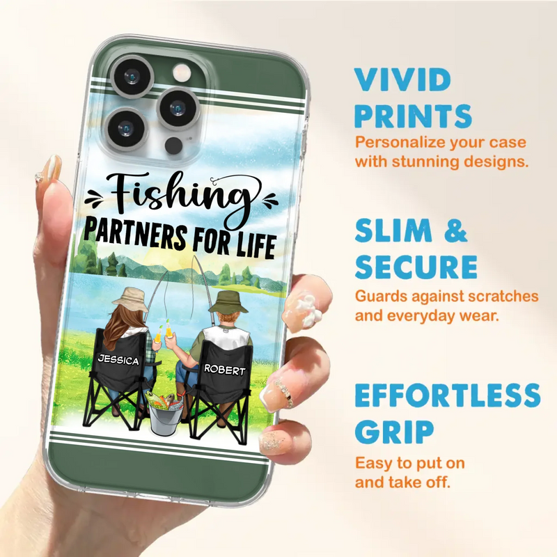 Custom Personalized Fishing Couple Phone Case - Gift Idea for Couple - Fishing Partners For Life - Case For iPhone/Samsung