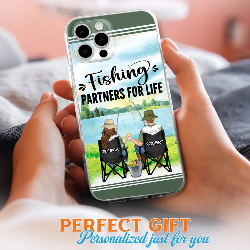 Custom Personalized Fishing Couple Phone Case - Gift Idea for Couple - Fishing Partners For Life - Case For iPhone/Samsung