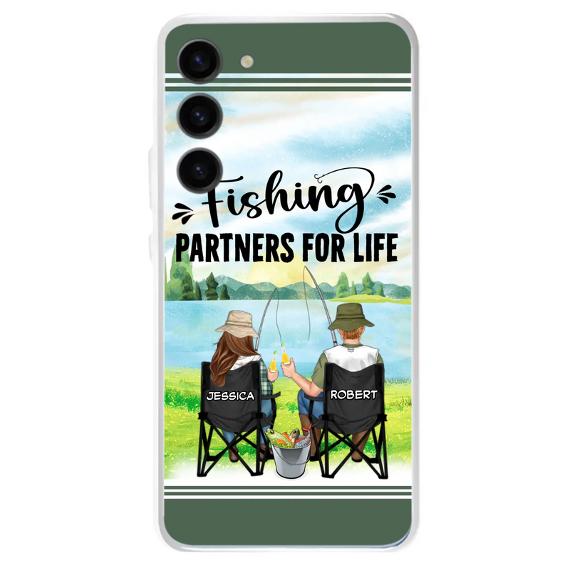 Custom Personalized Fishing Couple Phone Case - Gift Idea for Couple - Fishing Partners For Life - Case For iPhone/Samsung