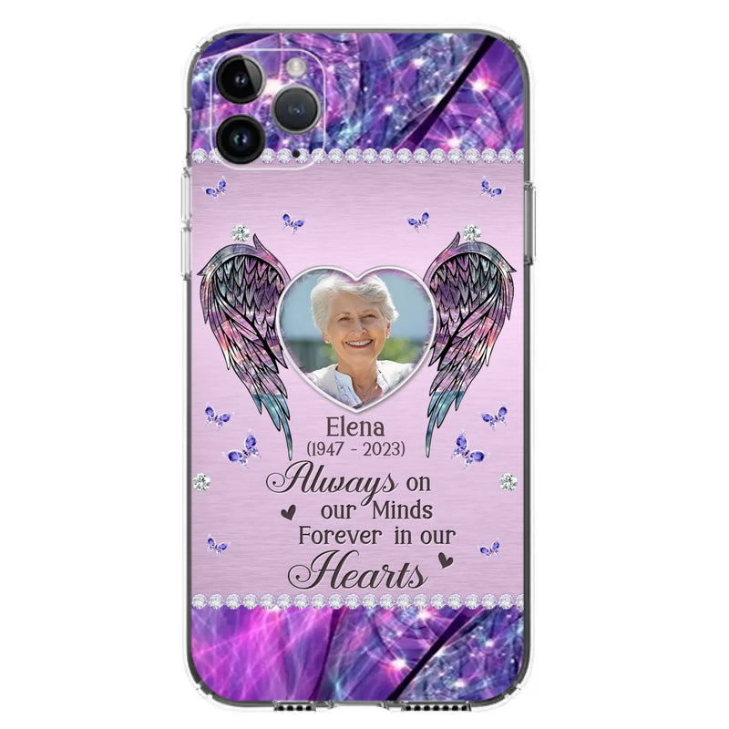 Custom Personalized Memorial Phone Case - Memorial Gift Idea For Family - Case For iPhone/Samsung - Always On My Mind Forever In Our Hearts