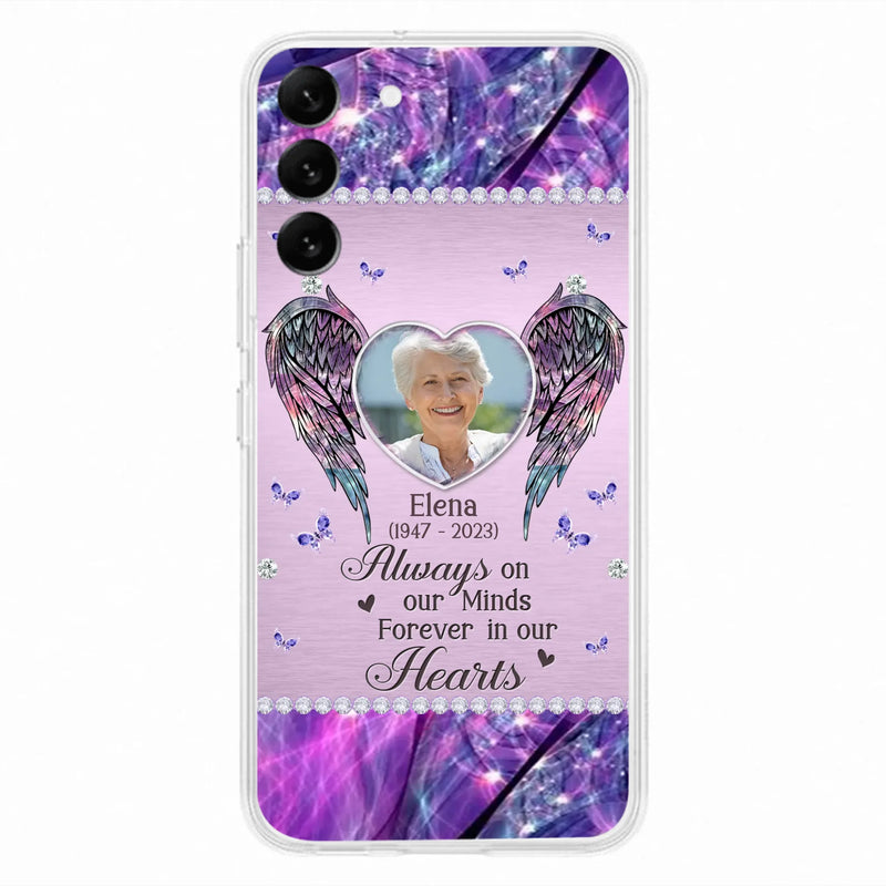 Custom Personalized Memorial Phone Case - Memorial Gift Idea For Family - Case For iPhone/Samsung - Always On My Mind Forever In Our Hearts