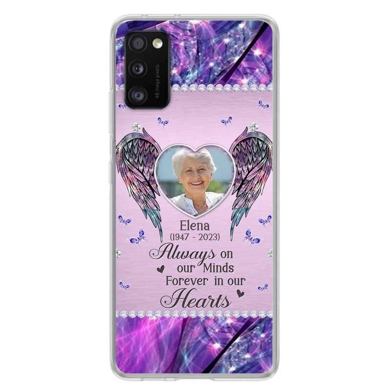 Custom Personalized Memorial Phone Case - Memorial Gift Idea For Family - Case For iPhone/Samsung - Always On My Mind Forever In Our Hearts