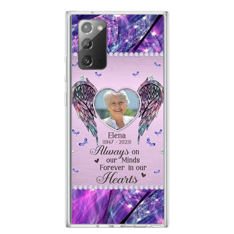 Custom Personalized Memorial Phone Case - Memorial Gift Idea For Family - Case For iPhone/Samsung - Always On My Mind Forever In Our Hearts