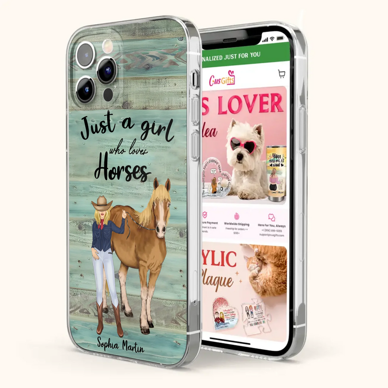 Custom Personalized Horse Lady Phone Case - Gift Idea For Horse Lovers - Just A Girl Who Loves Horses - Case For iPhone/Samsung