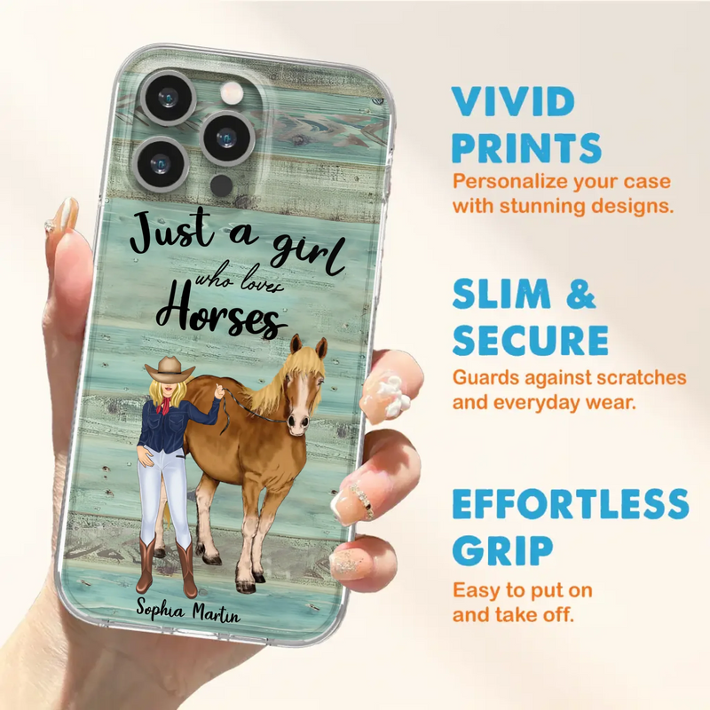Custom Personalized Horse Lady Phone Case - Gift Idea For Horse Lovers - Just A Girl Who Loves Horses - Case For iPhone/Samsung