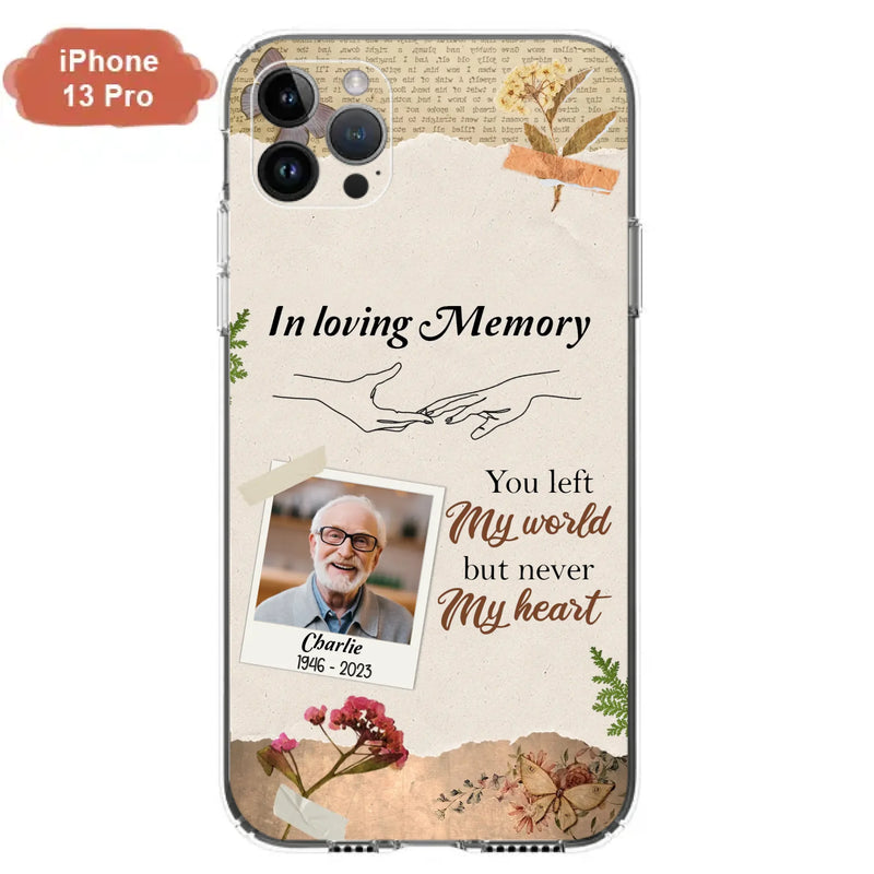 Custom Personalized Memorial Phone Case - Memorial Gift Idea For Family - Case For iPhone/Samsung - You Left My World But Never My Heart