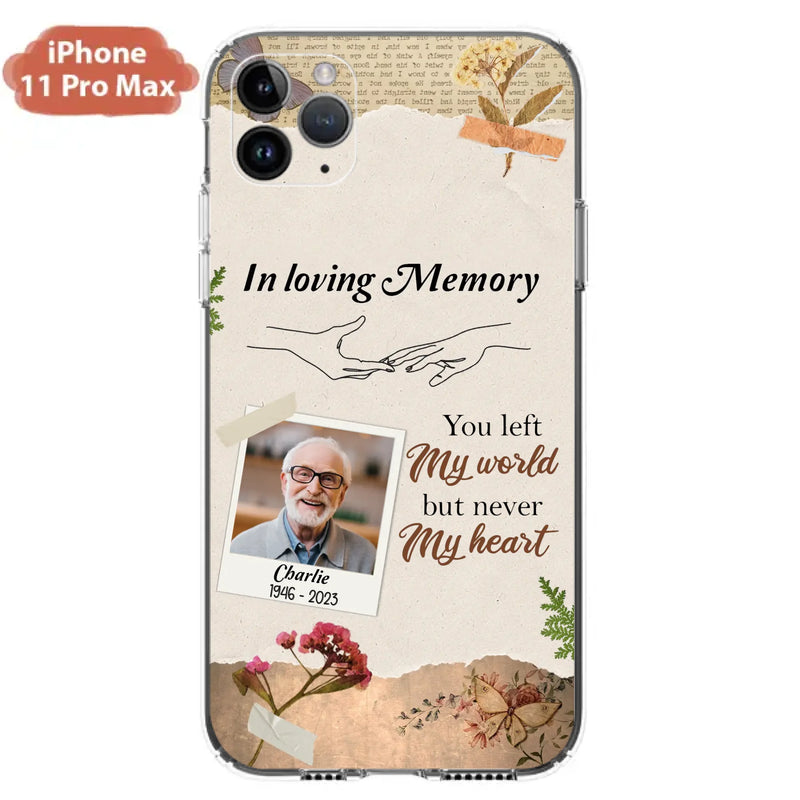 Custom Personalized Memorial Phone Case - Memorial Gift Idea For Family - Case For iPhone/Samsung - You Left My World But Never My Heart
