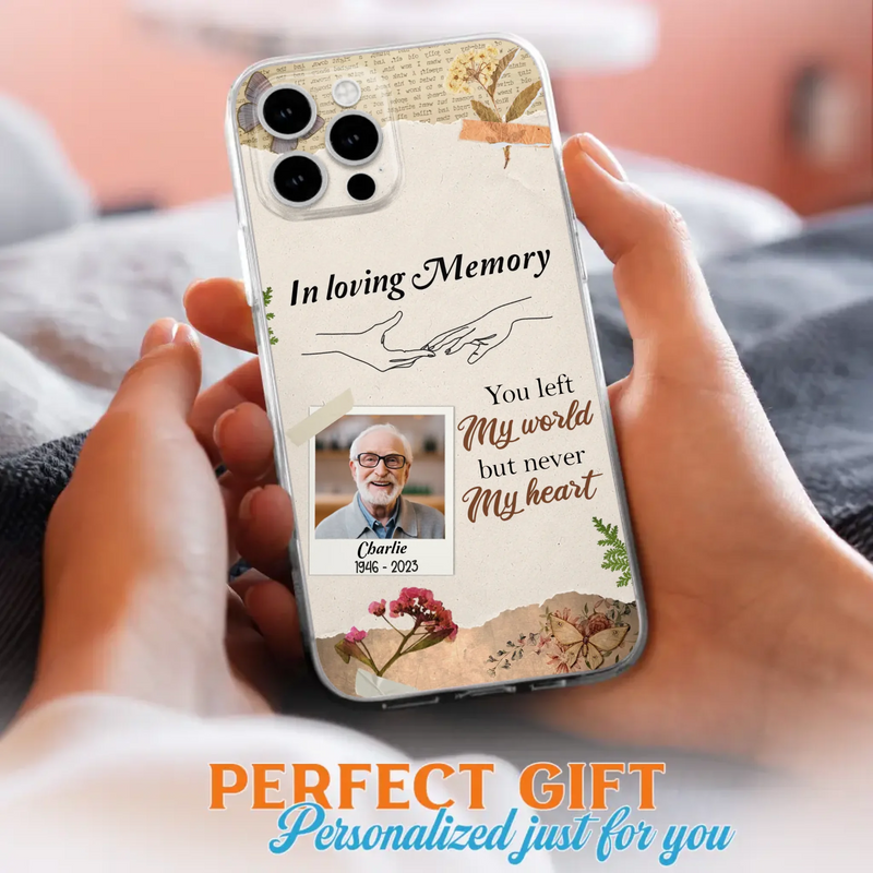 Custom Personalized Memorial Phone Case - Memorial Gift Idea For Family - Case For iPhone/Samsung - You Left My World But Never My Heart