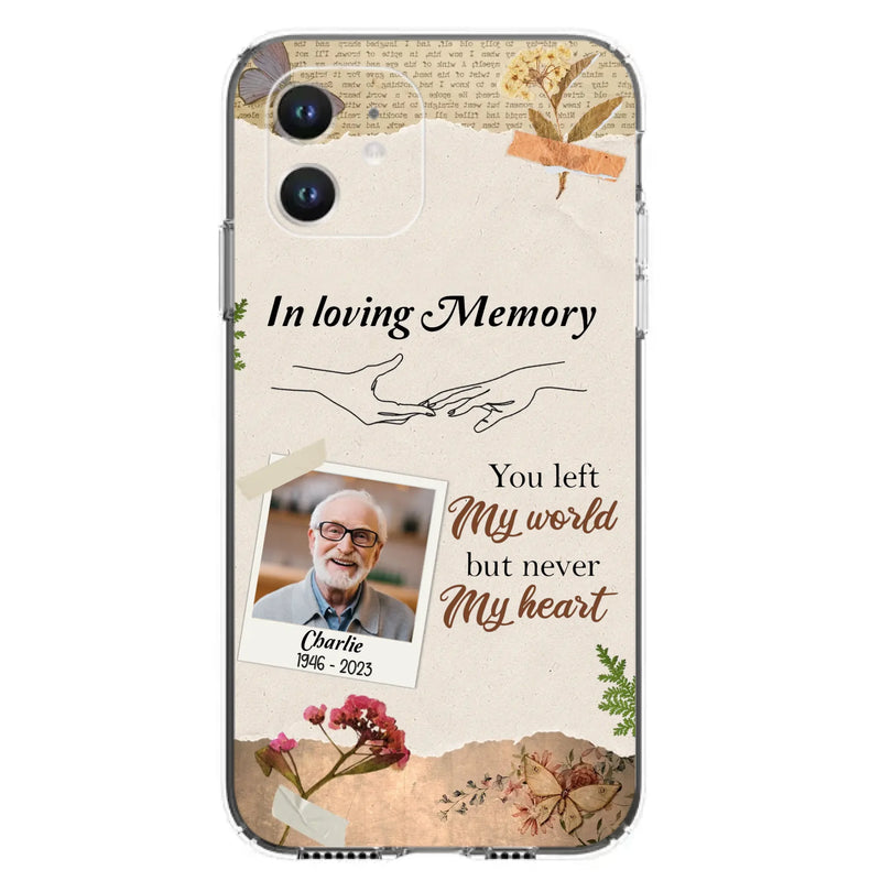 Custom Personalized Memorial Phone Case - Memorial Gift Idea For Family - Case For iPhone/Samsung - You Left My World But Never My Heart