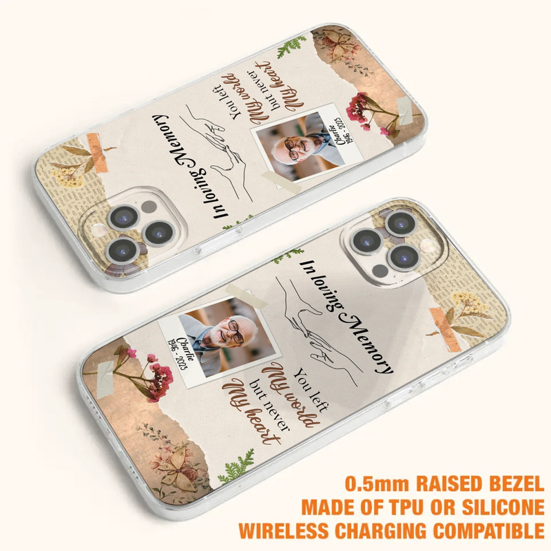 Custom Personalized Memorial Phone Case - Memorial Gift Idea For Family - Case For iPhone/Samsung - You Left My World But Never My Heart