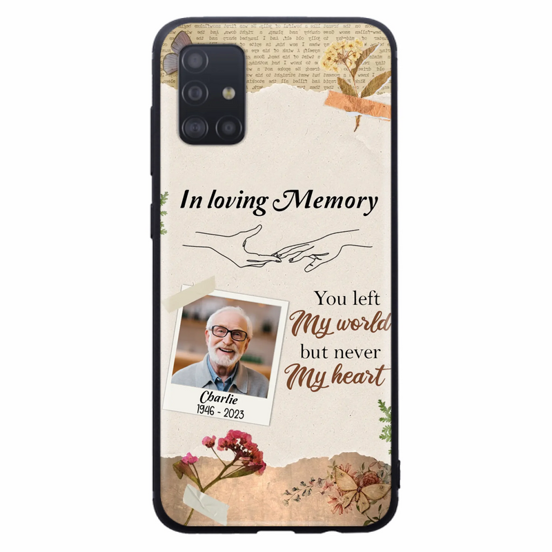 Custom Personalized Memorial Phone Case - Memorial Gift Idea For Family - Case For iPhone/Samsung - You Left My World But Never My Heart