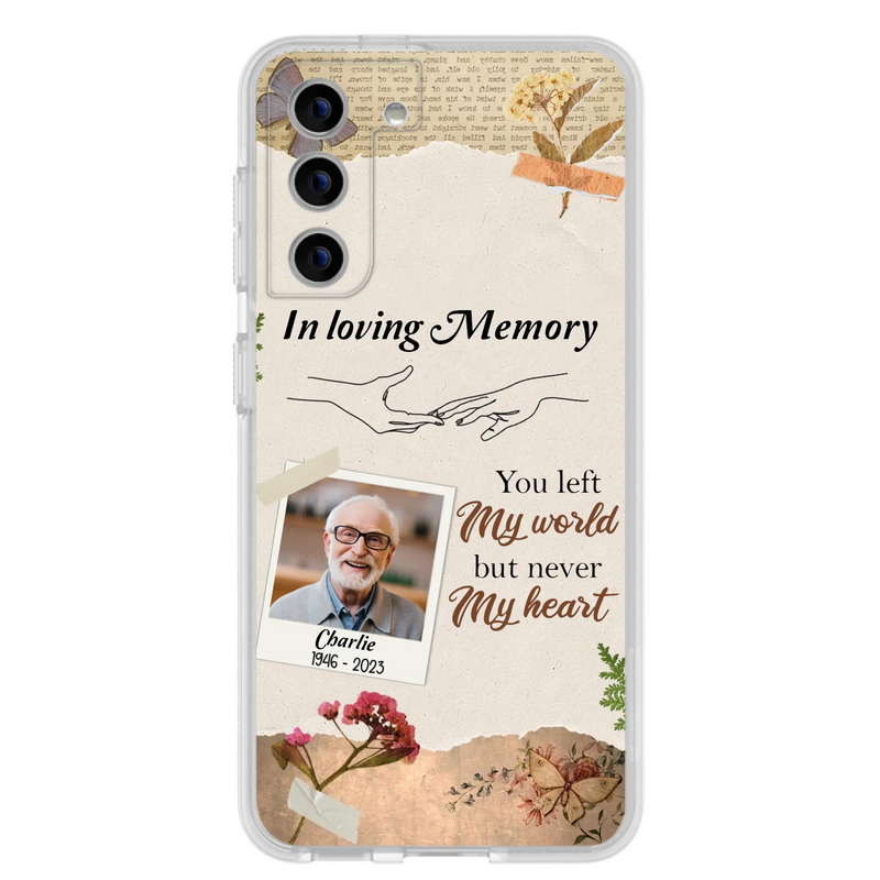 Custom Personalized Memorial Phone Case - Memorial Gift Idea For Family - Case For iPhone/Samsung - You Left My World But Never My Heart
