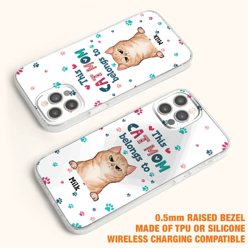 Custom Personalized Cat Phone Case For iPhone And Samsung - Gift Idea For Cat Lover - Up to 6 Cats - This Cat Mom Belongs To