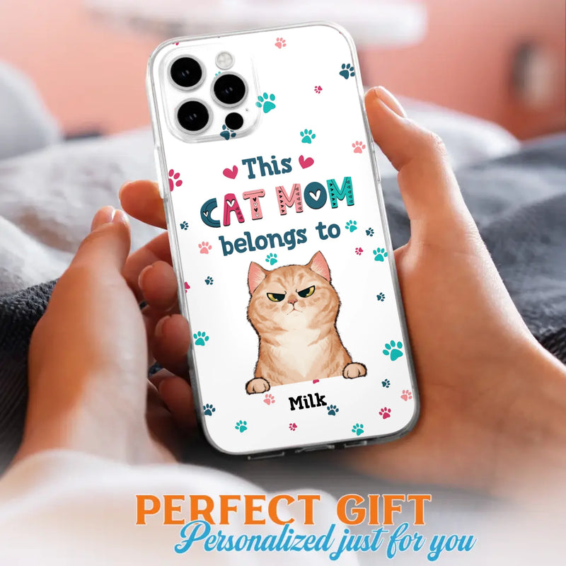 Custom Personalized Cat Phone Case For iPhone And Samsung - Gift Idea For Cat Lover - Up to 6 Cats - This Cat Mom Belongs To