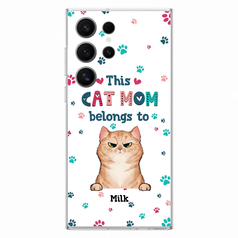 Custom Personalized Cat Phone Case For iPhone And Samsung - Gift Idea For Cat Lover - Up to 6 Cats - This Cat Mom Belongs To
