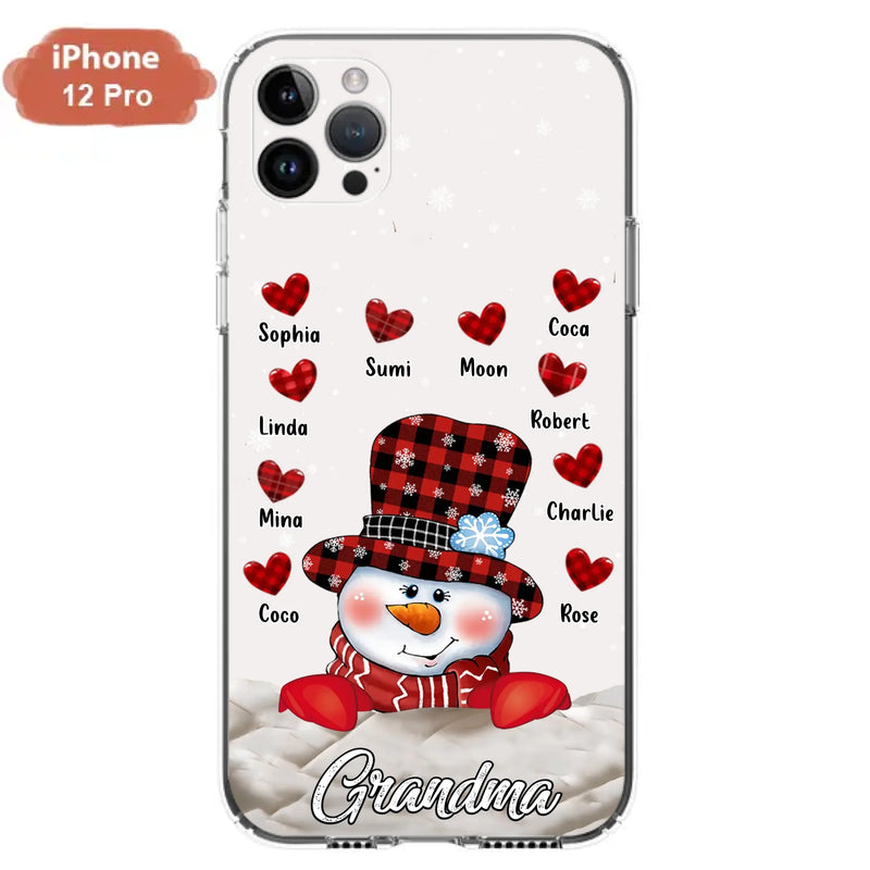 Personalized Snowman Grandma Phone Case - Christmas Gift Idea For Grandma - Up to 10 Kids - Case For iPhone/Samsung