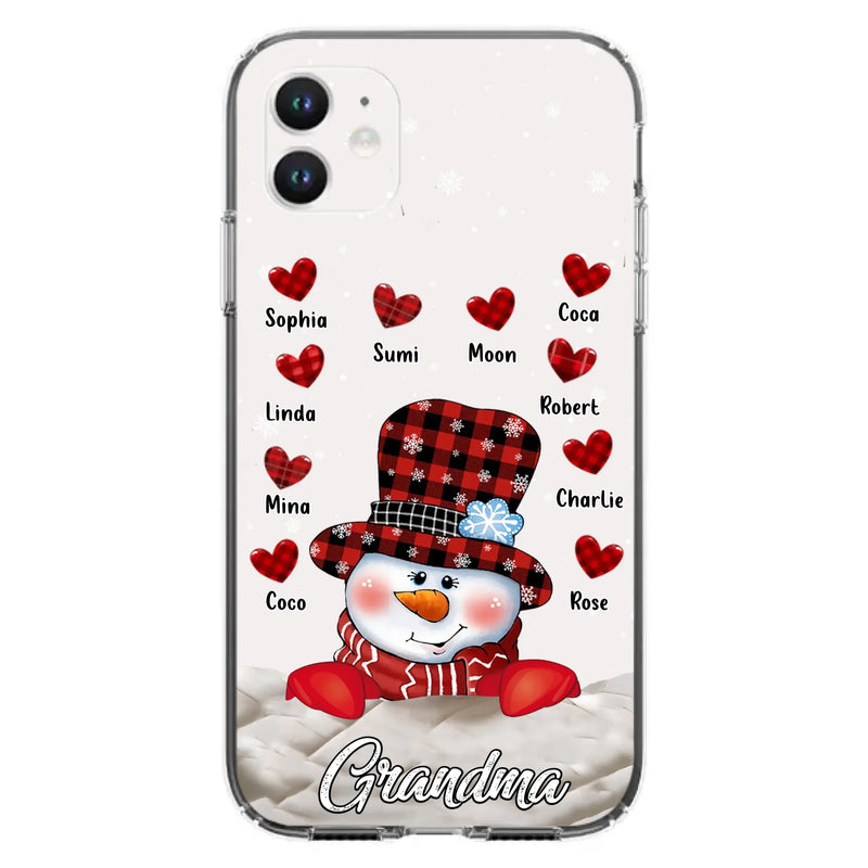 Personalized Snowman Grandma Phone Case - Christmas Gift Idea For Grandma - Up to 10 Kids - Case For iPhone/Samsung