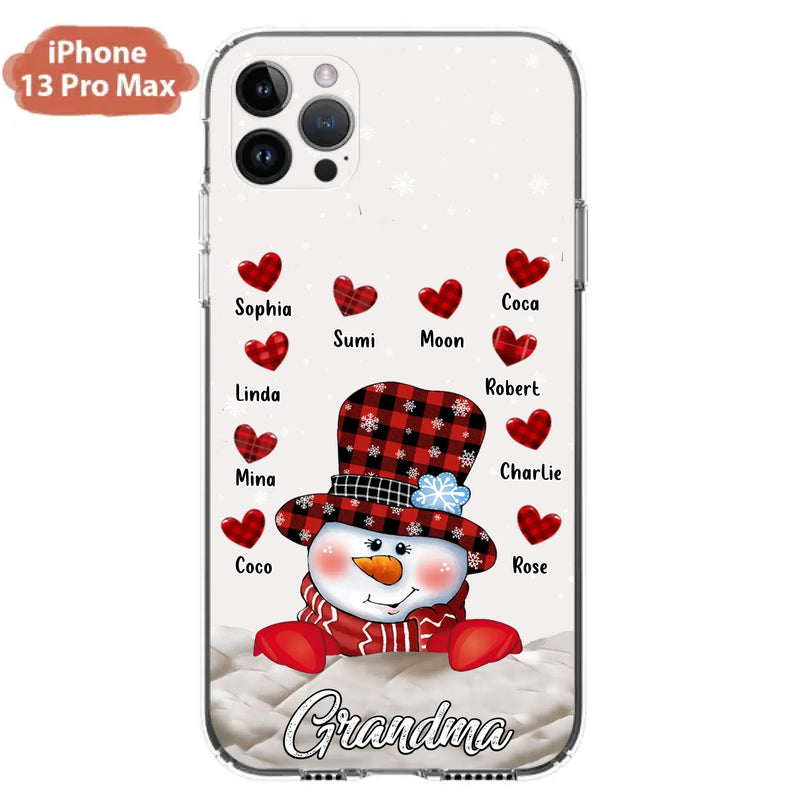 Personalized Snowman Grandma Phone Case - Christmas Gift Idea For Grandma - Up to 10 Kids - Case For iPhone/Samsung