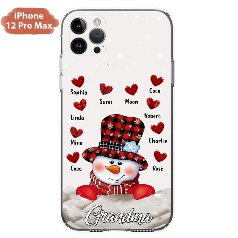 Personalized Snowman Grandma Phone Case - Christmas Gift Idea For Grandma - Up to 10 Kids - Case For iPhone/Samsung
