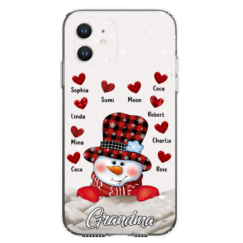 Personalized Snowman Grandma Phone Case - Christmas Gift Idea For Grandma - Up to 10 Kids - Case For iPhone/Samsung