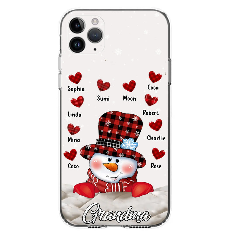 Personalized Snowman Grandma Phone Case - Christmas Gift Idea For Grandma - Up to 10 Kids - Case For iPhone/Samsung