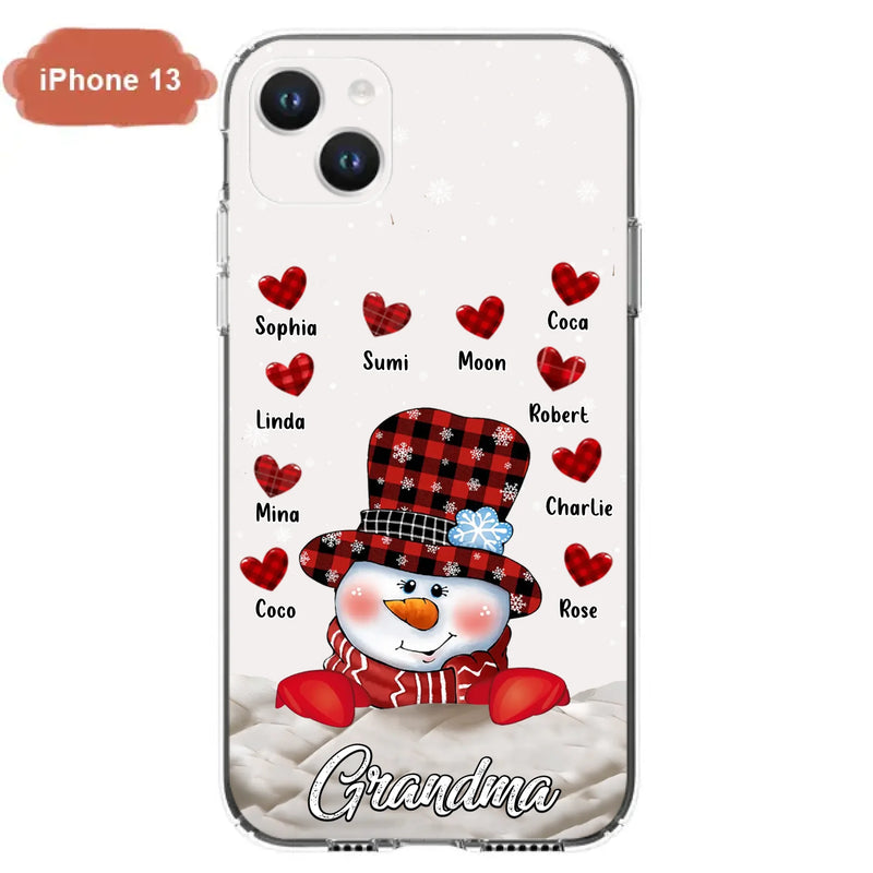 Personalized Snowman Grandma Phone Case - Christmas Gift Idea For Grandma - Up to 10 Kids - Case For iPhone/Samsung