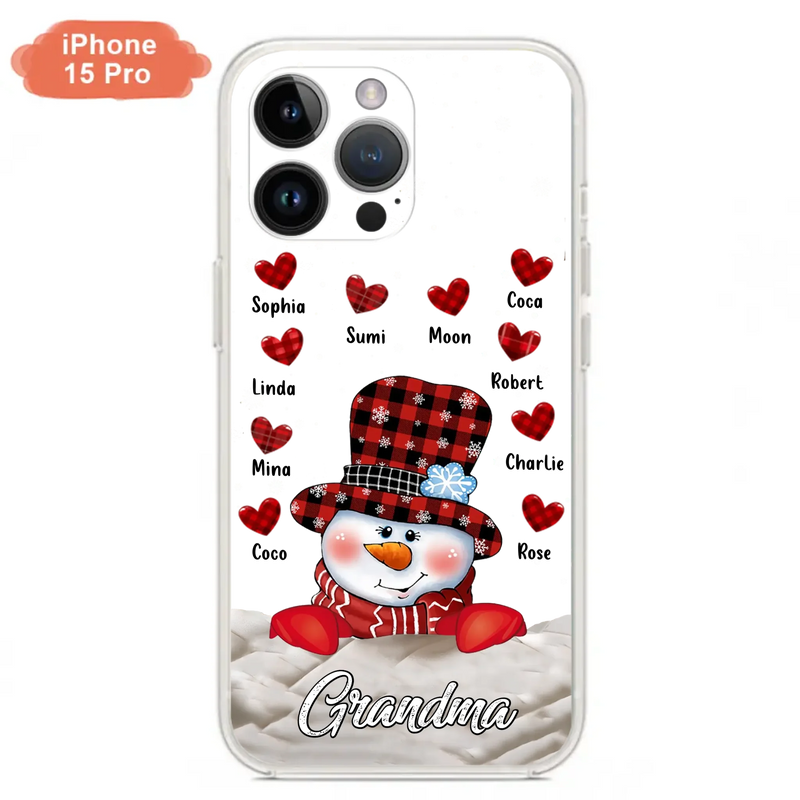 Personalized Snowman Grandma Phone Case - Christmas Gift Idea For Grandma - Up to 10 Kids - Case For iPhone/Samsung
