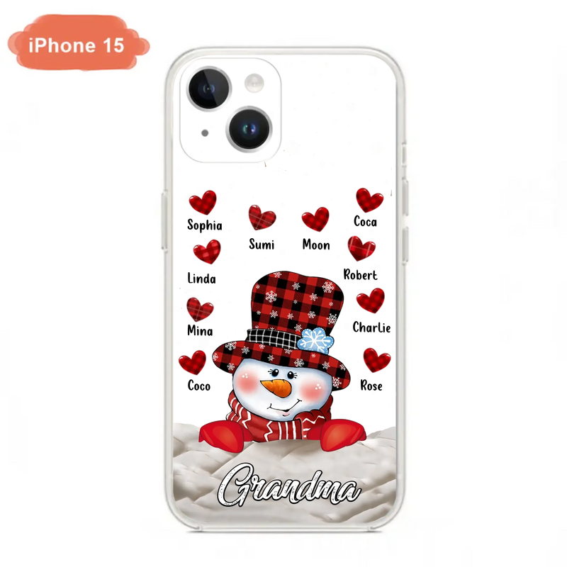 Personalized Snowman Grandma Phone Case - Christmas Gift Idea For Grandma - Up to 10 Kids - Case For iPhone/Samsung