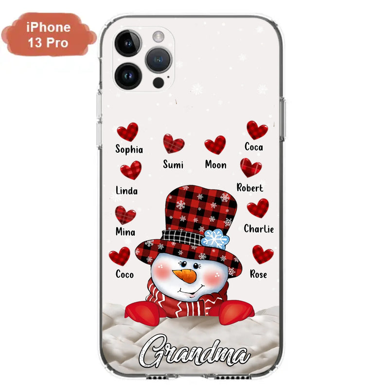 Personalized Snowman Grandma Phone Case - Christmas Gift Idea For Grandma - Up to 10 Kids - Case For iPhone/Samsung
