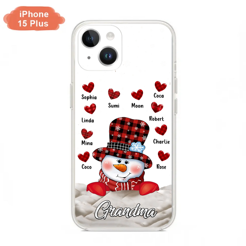 Personalized Snowman Grandma Phone Case - Christmas Gift Idea For Grandma - Up to 10 Kids - Case For iPhone/Samsung