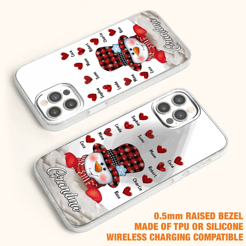 Personalized Snowman Grandma Phone Case - Christmas Gift Idea For Grandma - Up to 10 Kids - Case For iPhone/Samsung