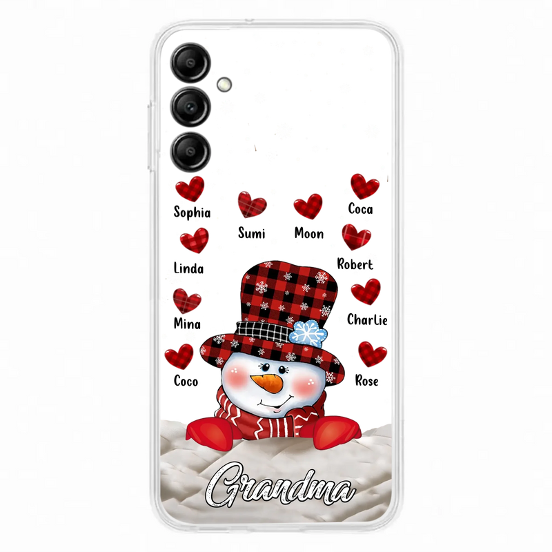 Personalized Snowman Grandma Phone Case - Christmas Gift Idea For Grandma - Up to 10 Kids - Case For iPhone/Samsung