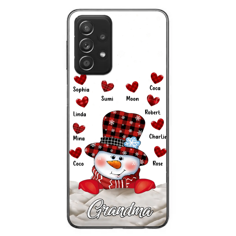 Personalized Snowman Grandma Phone Case - Christmas Gift Idea For Grandma - Up to 10 Kids - Case For iPhone/Samsung