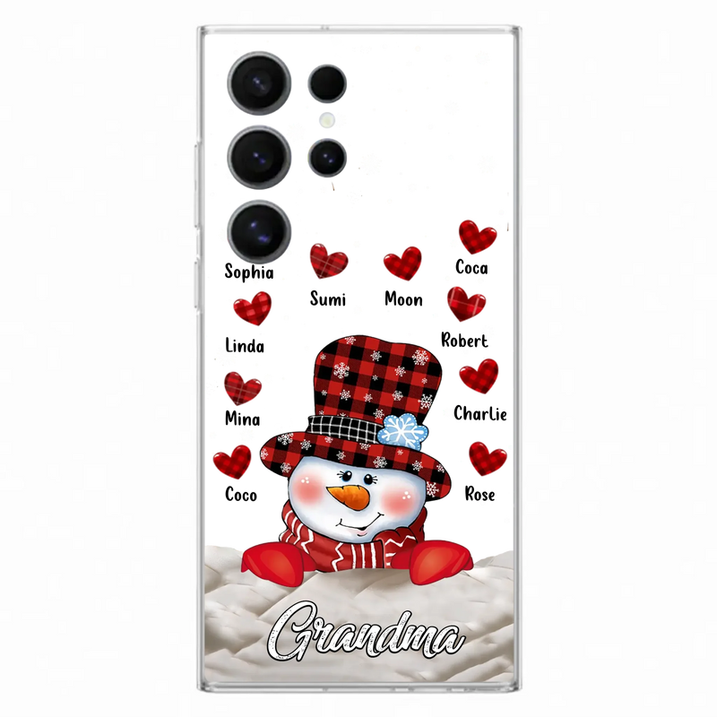 Personalized Snowman Grandma Phone Case - Christmas Gift Idea For Grandma - Up to 10 Kids - Case For iPhone/Samsung