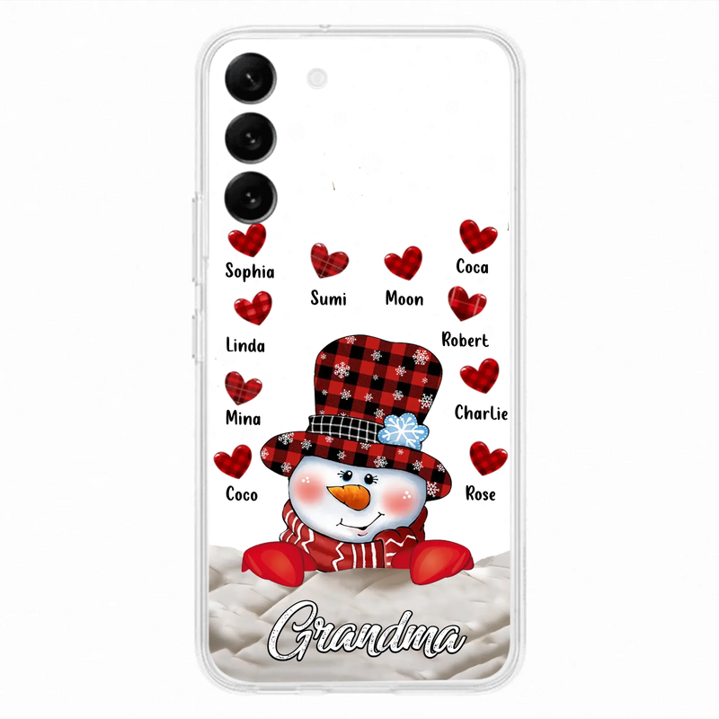 Personalized Snowman Grandma Phone Case - Christmas Gift Idea For Grandma - Up to 10 Kids - Case For iPhone/Samsung