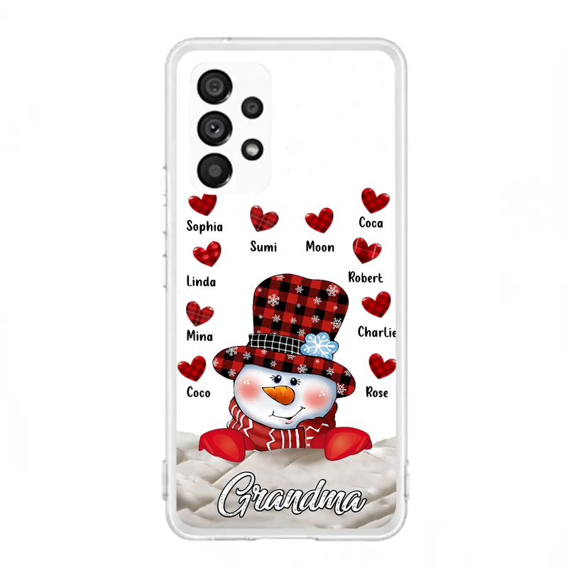 Personalized Snowman Grandma Phone Case - Christmas Gift Idea For Grandma - Up to 10 Kids - Case For iPhone/Samsung
