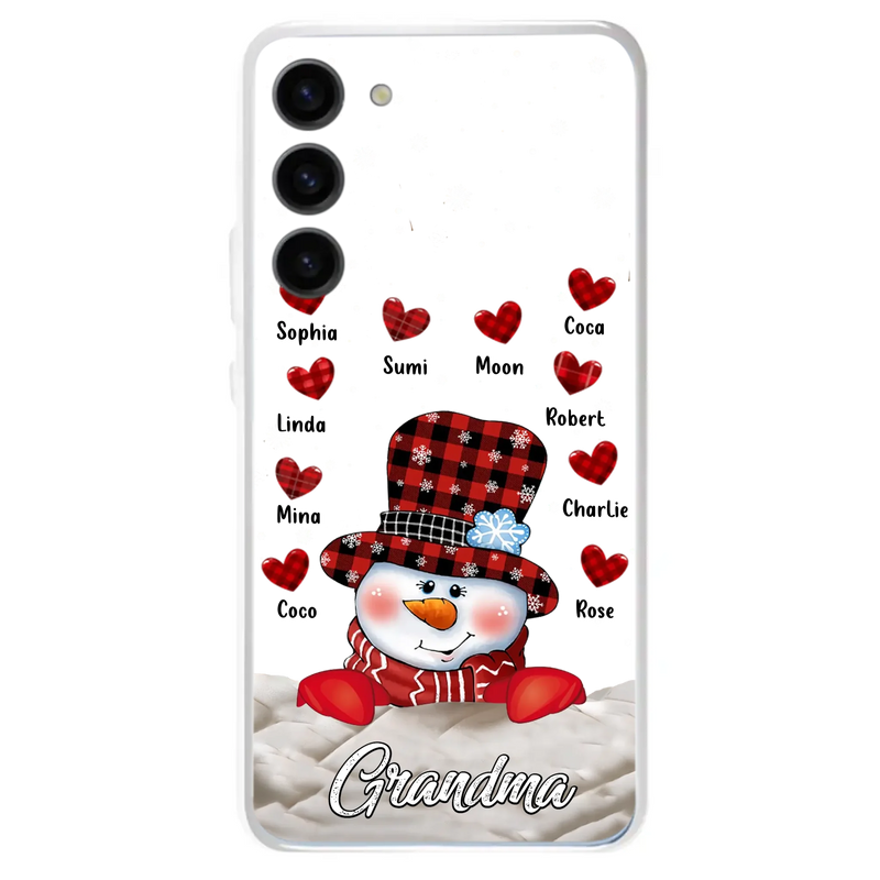 Personalized Snowman Grandma Phone Case - Christmas Gift Idea For Grandma - Up to 10 Kids - Case For iPhone/Samsung