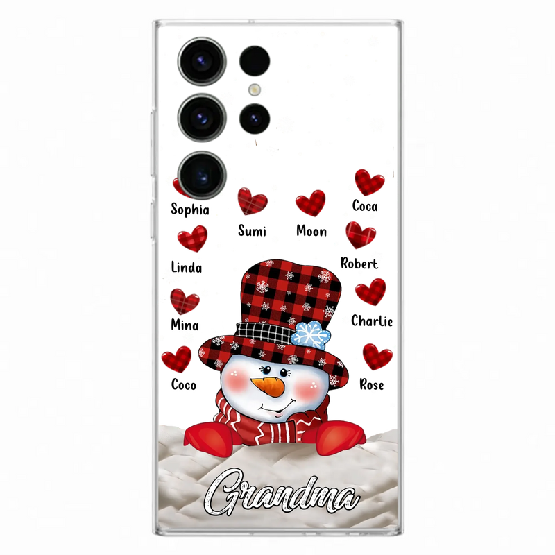 Personalized Snowman Grandma Phone Case - Christmas Gift Idea For Grandma - Up to 10 Kids - Case For iPhone/Samsung