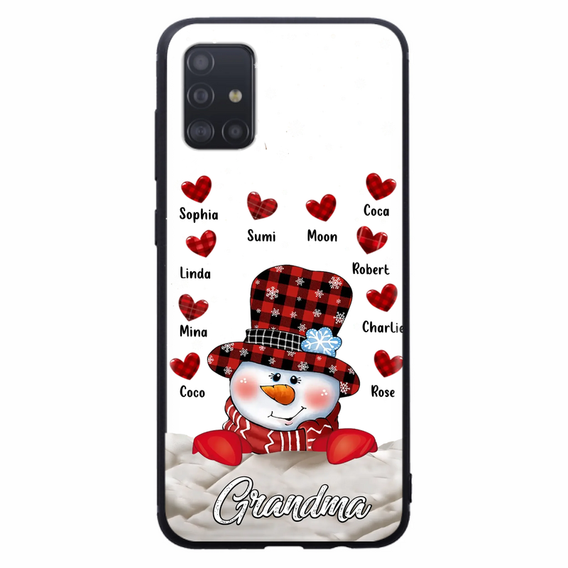 Personalized Snowman Grandma Phone Case - Christmas Gift Idea For Grandma - Up to 10 Kids - Case For iPhone/Samsung