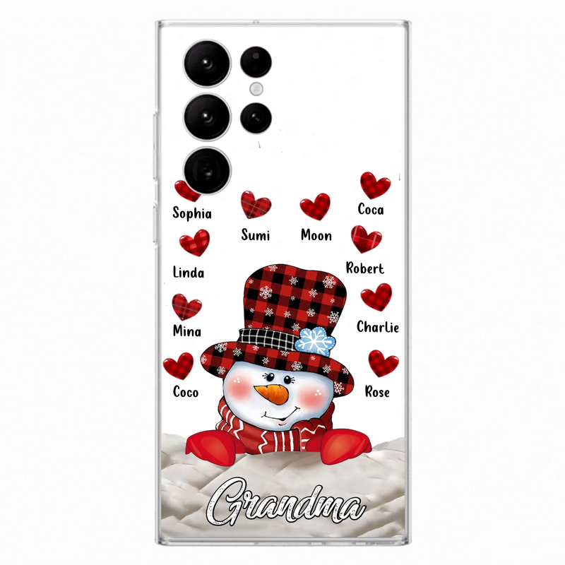 Personalized Snowman Grandma Phone Case - Christmas Gift Idea For Grandma - Up to 10 Kids - Case For iPhone/Samsung