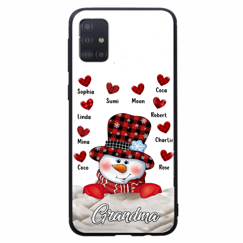 Personalized Snowman Grandma Phone Case - Christmas Gift Idea For Grandma - Up to 10 Kids - Case For iPhone/Samsung