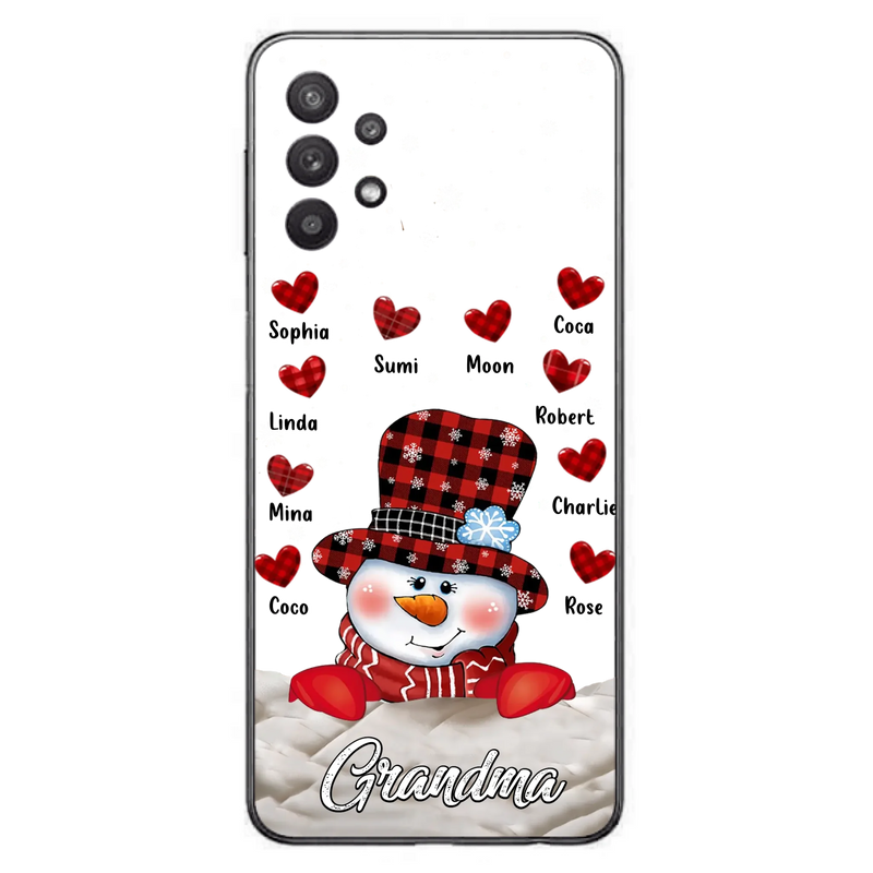Personalized Snowman Grandma Phone Case - Christmas Gift Idea For Grandma - Up to 10 Kids - Case For iPhone/Samsung