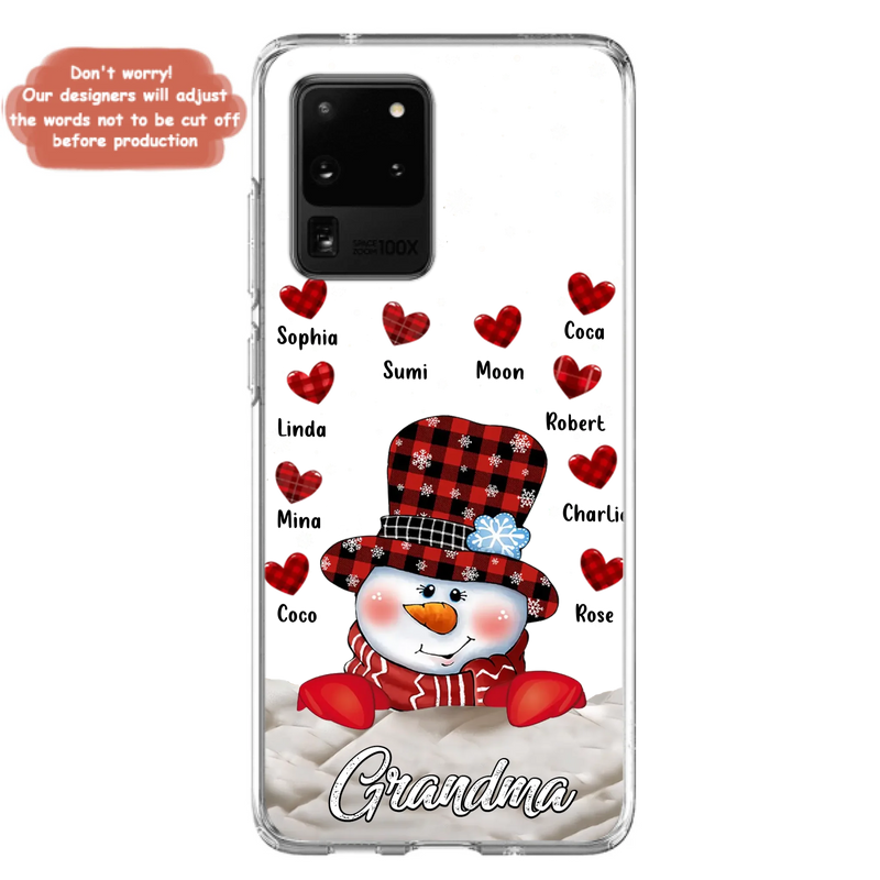 Personalized Snowman Grandma Phone Case - Christmas Gift Idea For Grandma - Up to 10 Kids - Case For iPhone/Samsung