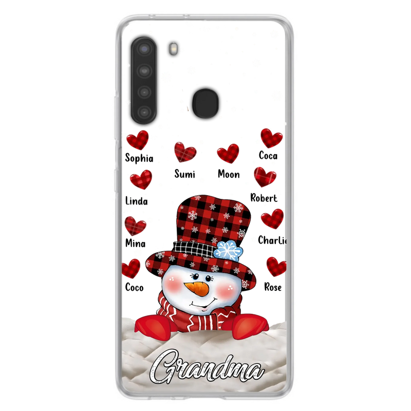Personalized Snowman Grandma Phone Case - Christmas Gift Idea For Grandma - Up to 10 Kids - Case For iPhone/Samsung