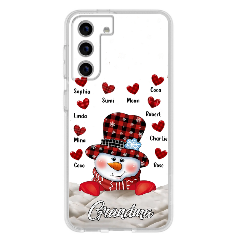 Personalized Snowman Grandma Phone Case - Christmas Gift Idea For Grandma - Up to 10 Kids - Case For iPhone/Samsung
