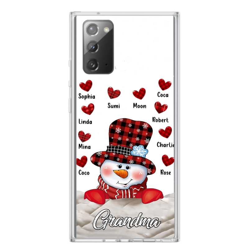 Personalized Snowman Grandma Phone Case - Christmas Gift Idea For Grandma - Up to 10 Kids - Case For iPhone/Samsung
