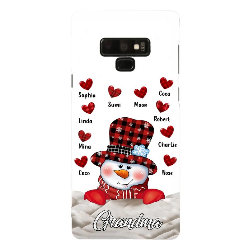 Personalized Snowman Grandma Phone Case - Christmas Gift Idea For Grandma - Up to 10 Kids - Case For iPhone/Samsung