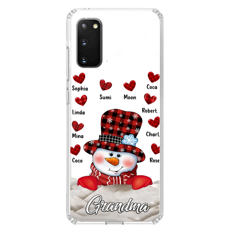 Personalized Snowman Grandma Phone Case - Christmas Gift Idea For Grandma - Up to 10 Kids - Case For iPhone/Samsung